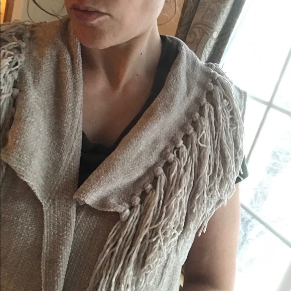 Cashmere Boho Fringe Vest Sweater Duster - Picture 5 of 11